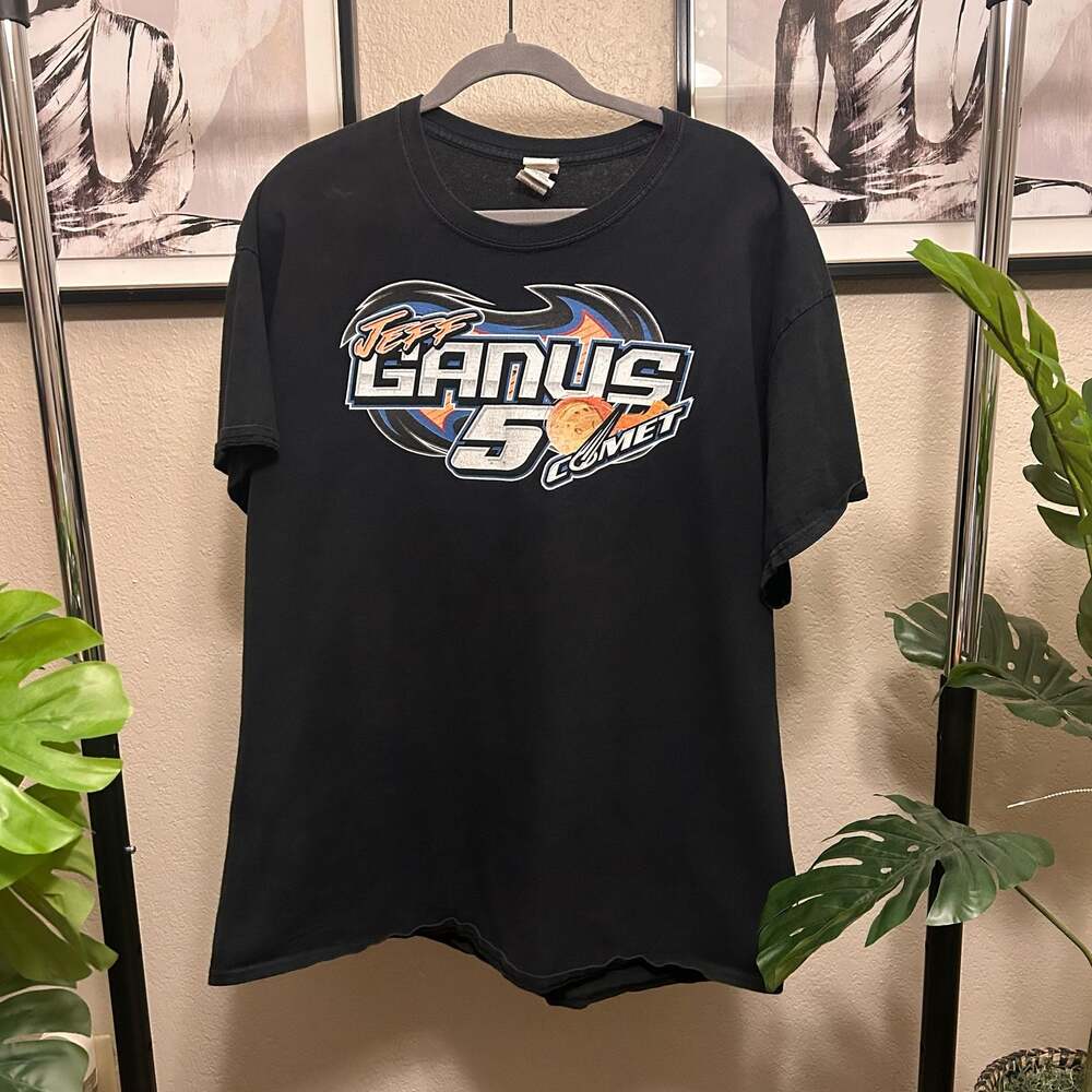 Vintage Jeff Ganus 5 Comet Racing T-Shirt Size XL Black F8